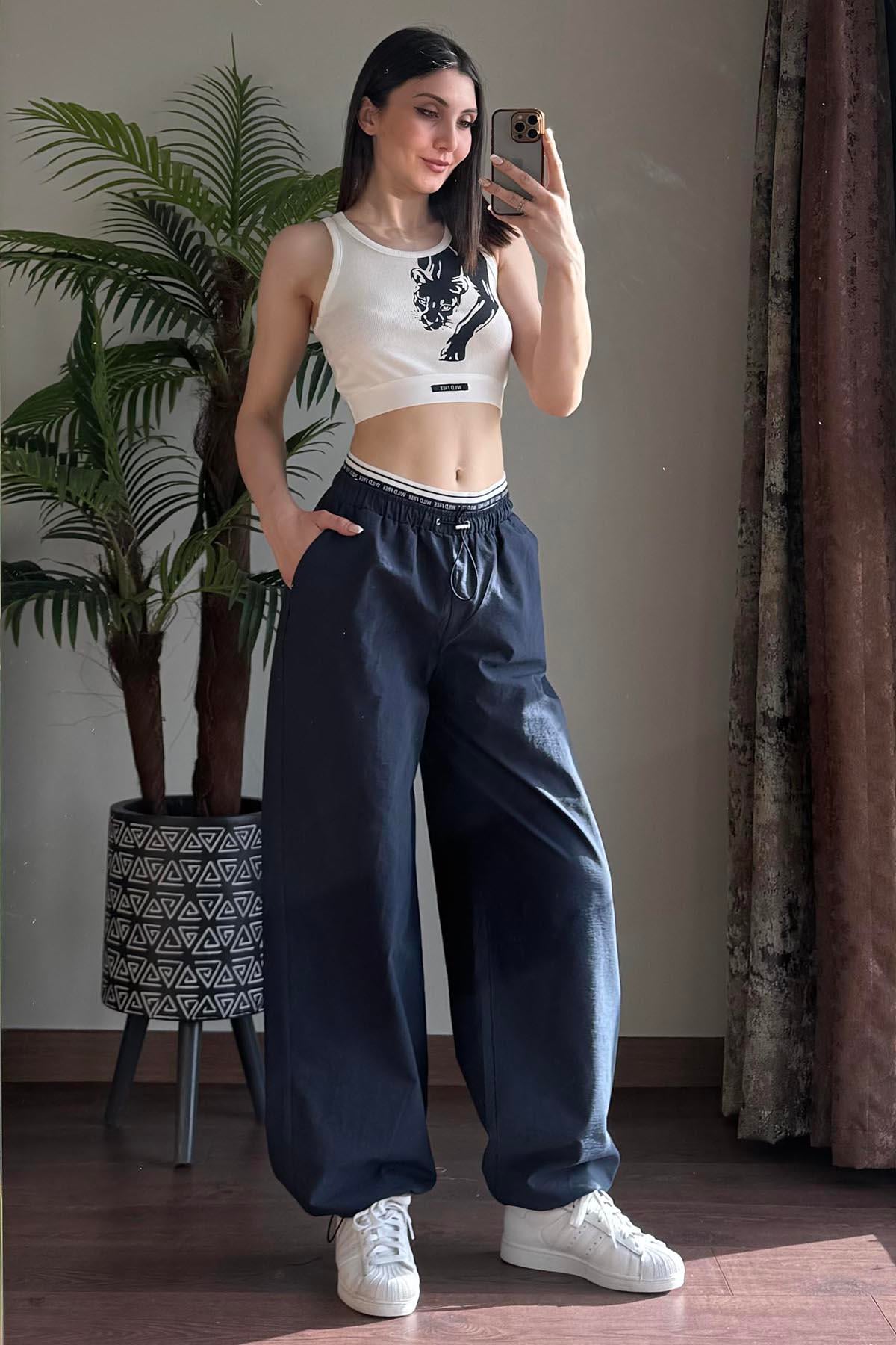 Lacivert Free Wild Bel Bantlı Pantolonlu Takım