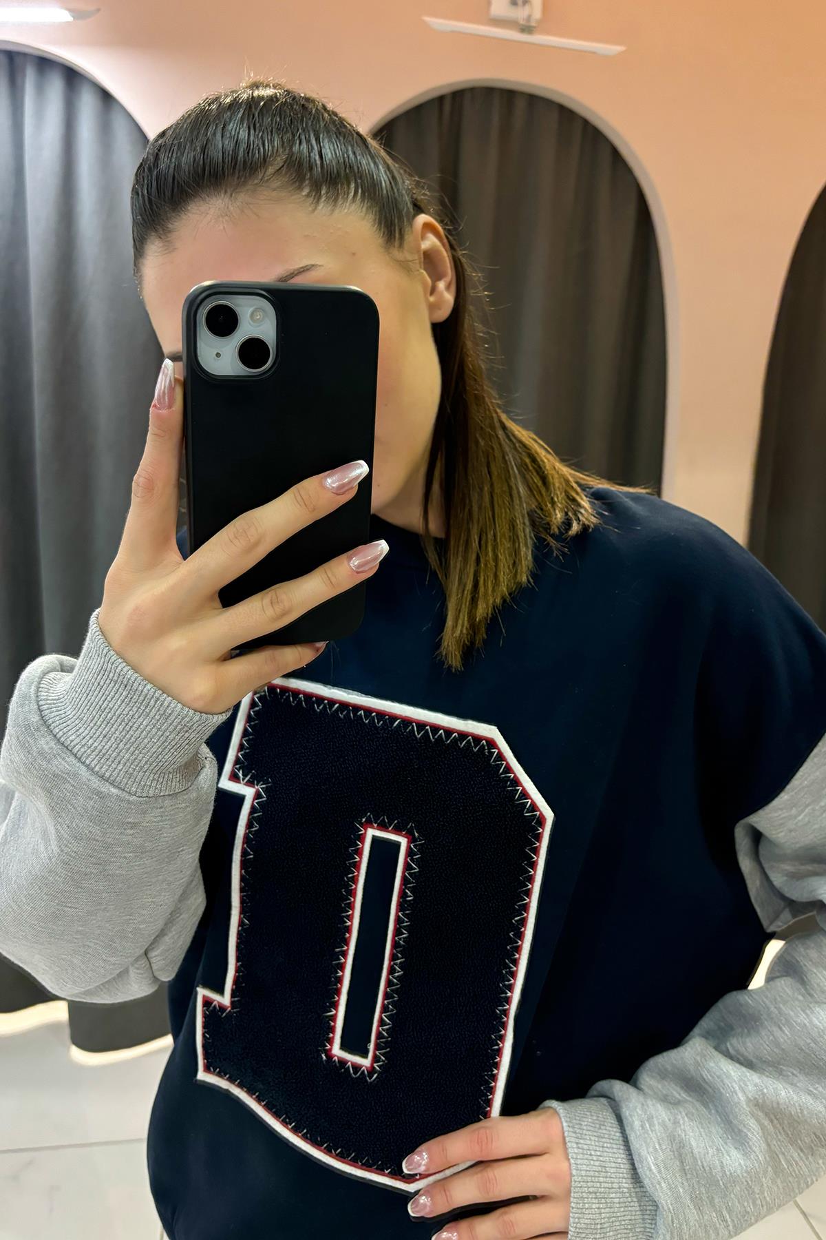 Lacivert Garnili Sweatshirt