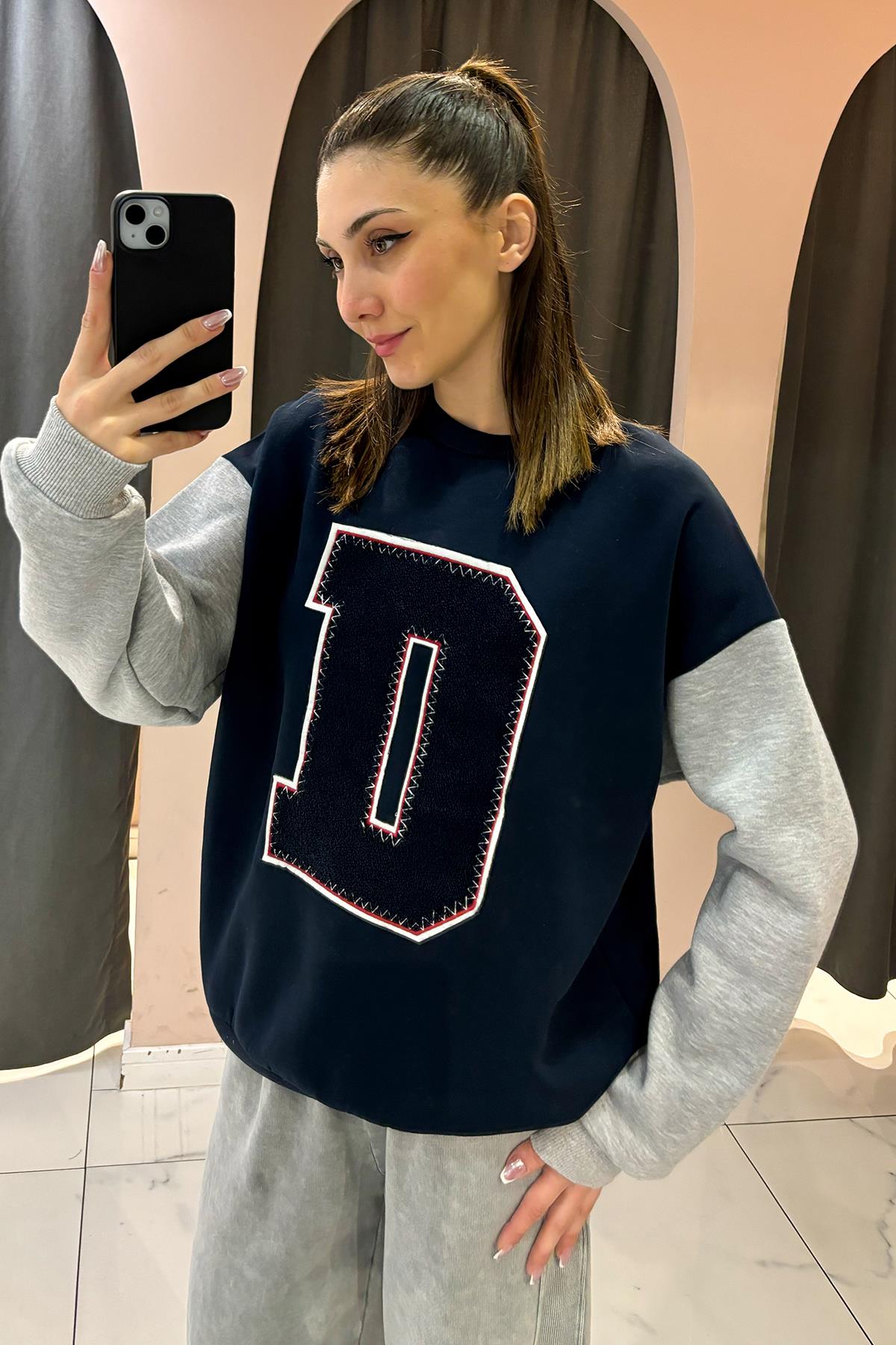 Lacivert Garnili Sweatshirt