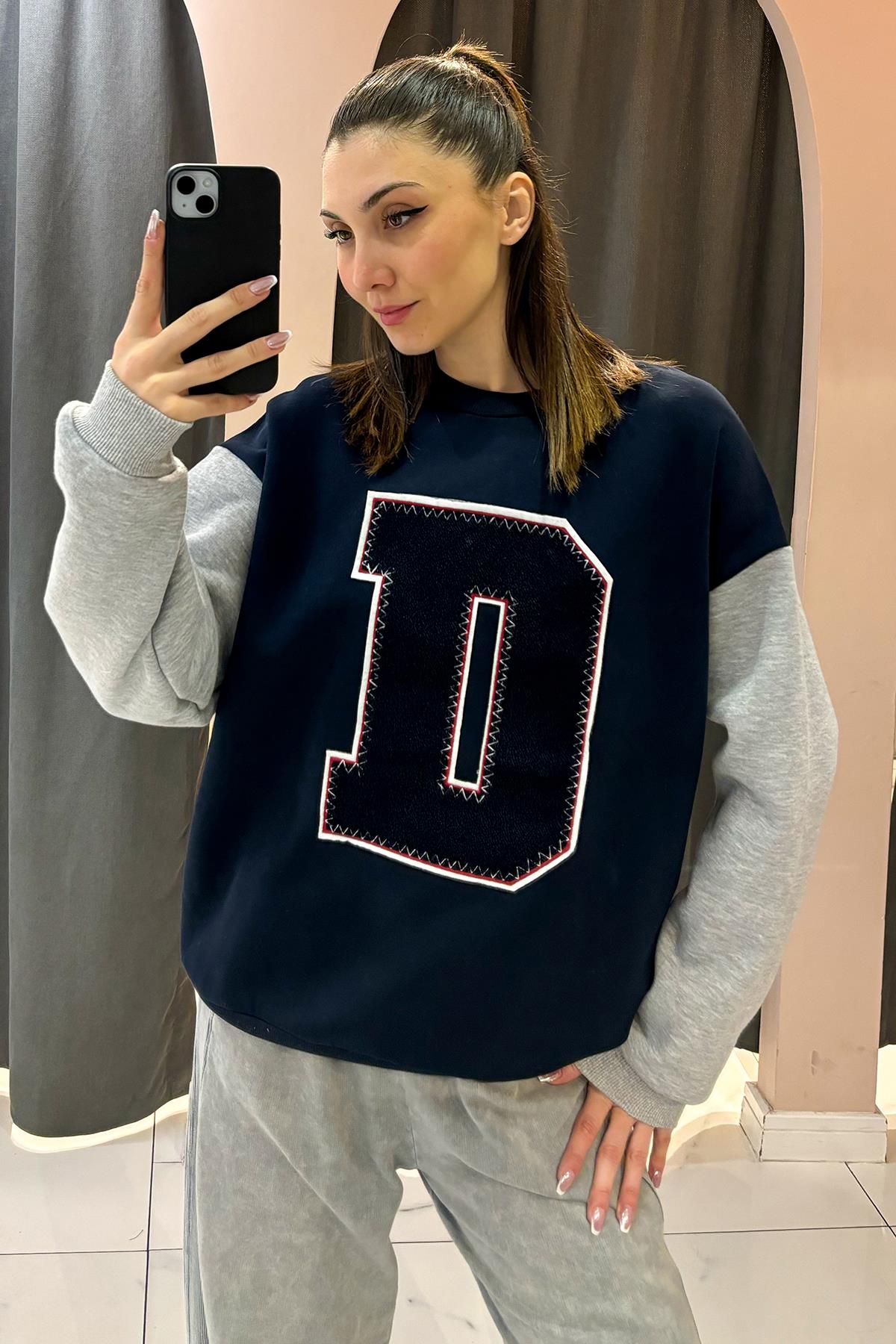 Lacivert Garnili Sweatshirt