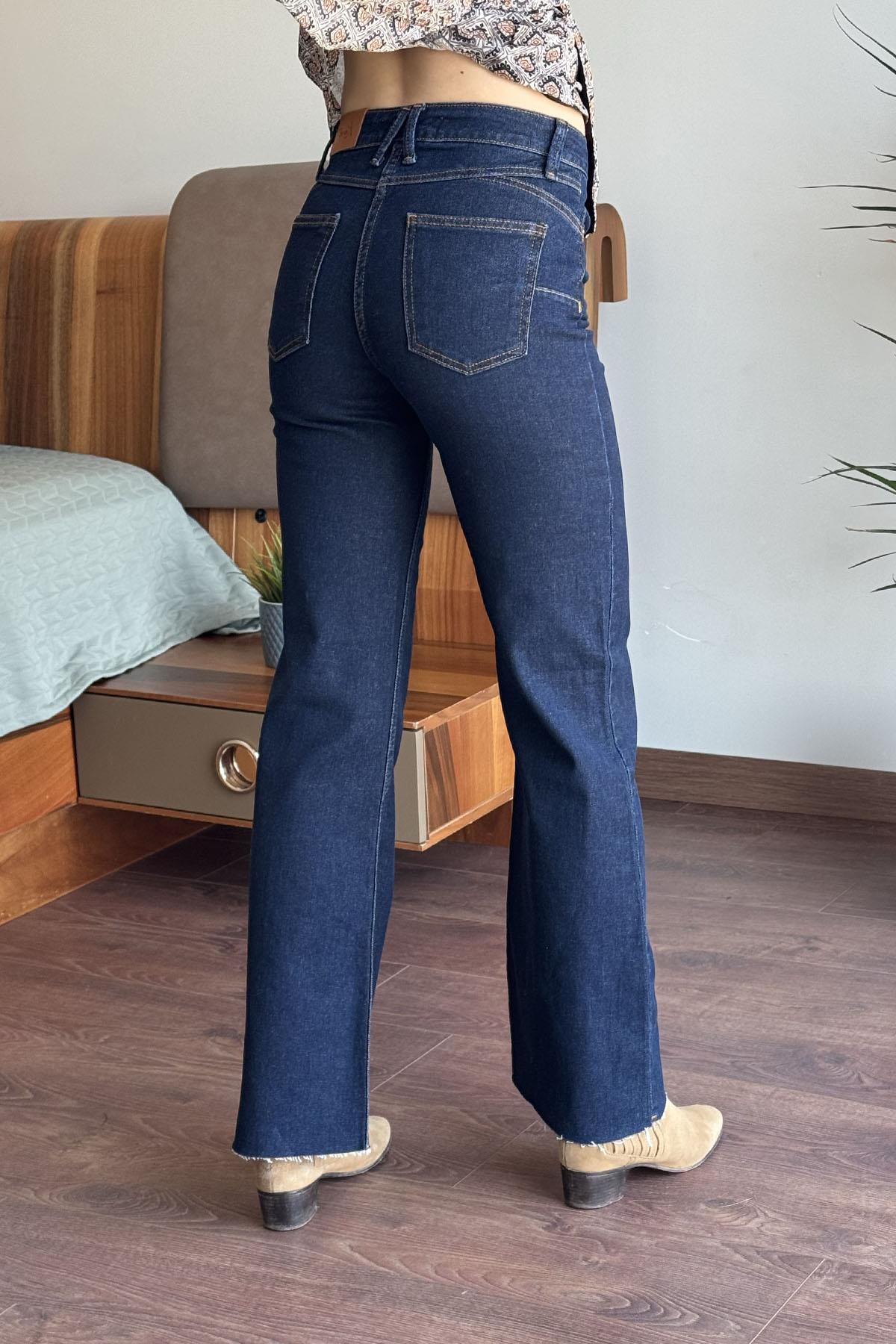 Lacivert Push Up İspanyol Paça Jean