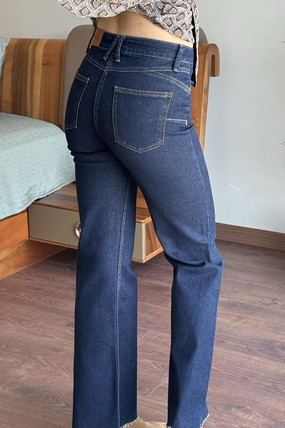 Lacivert Push Up İspanyol Paça Jean