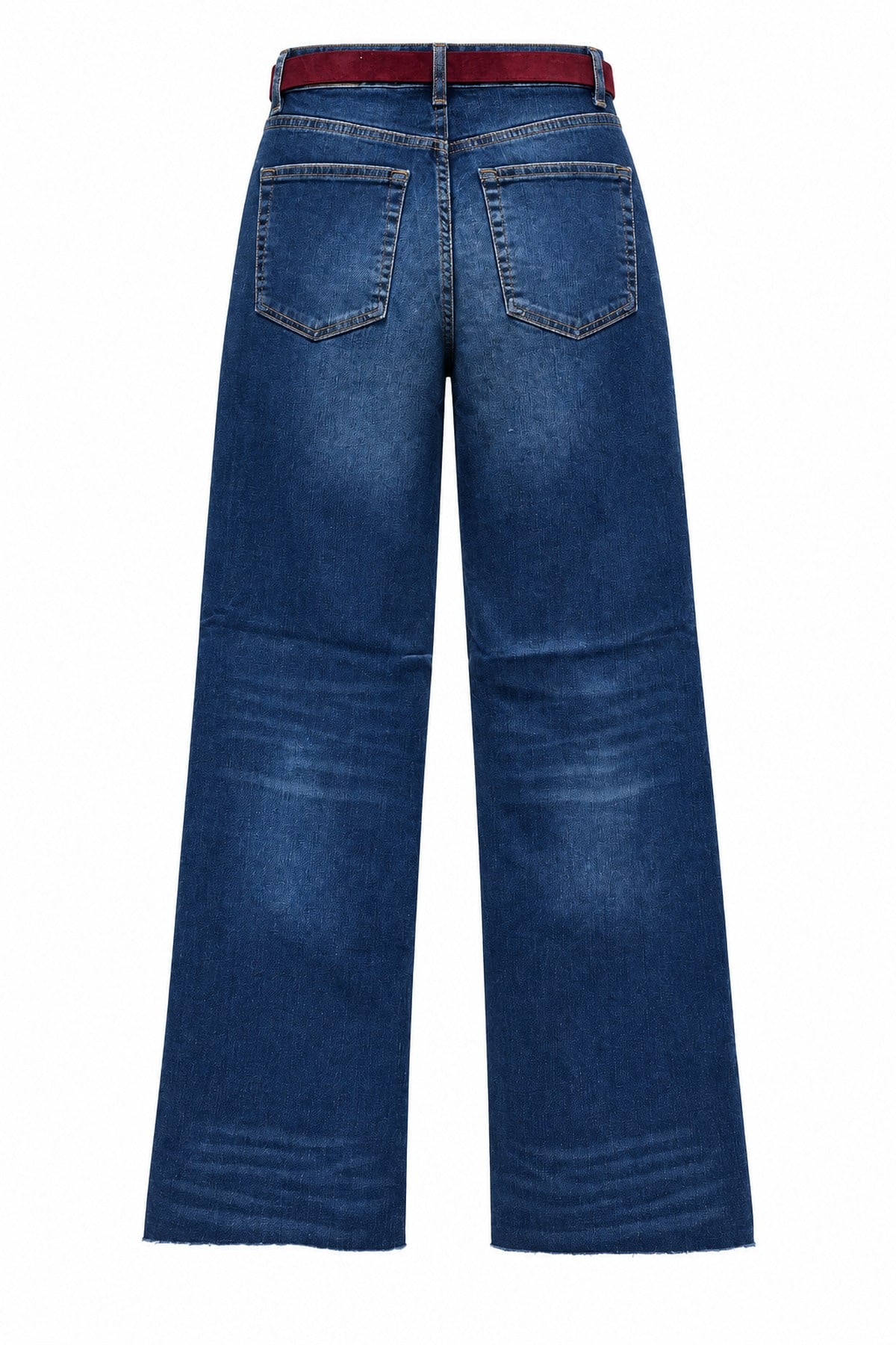 Lacivert Yüksekbel Geniş Paça Denim