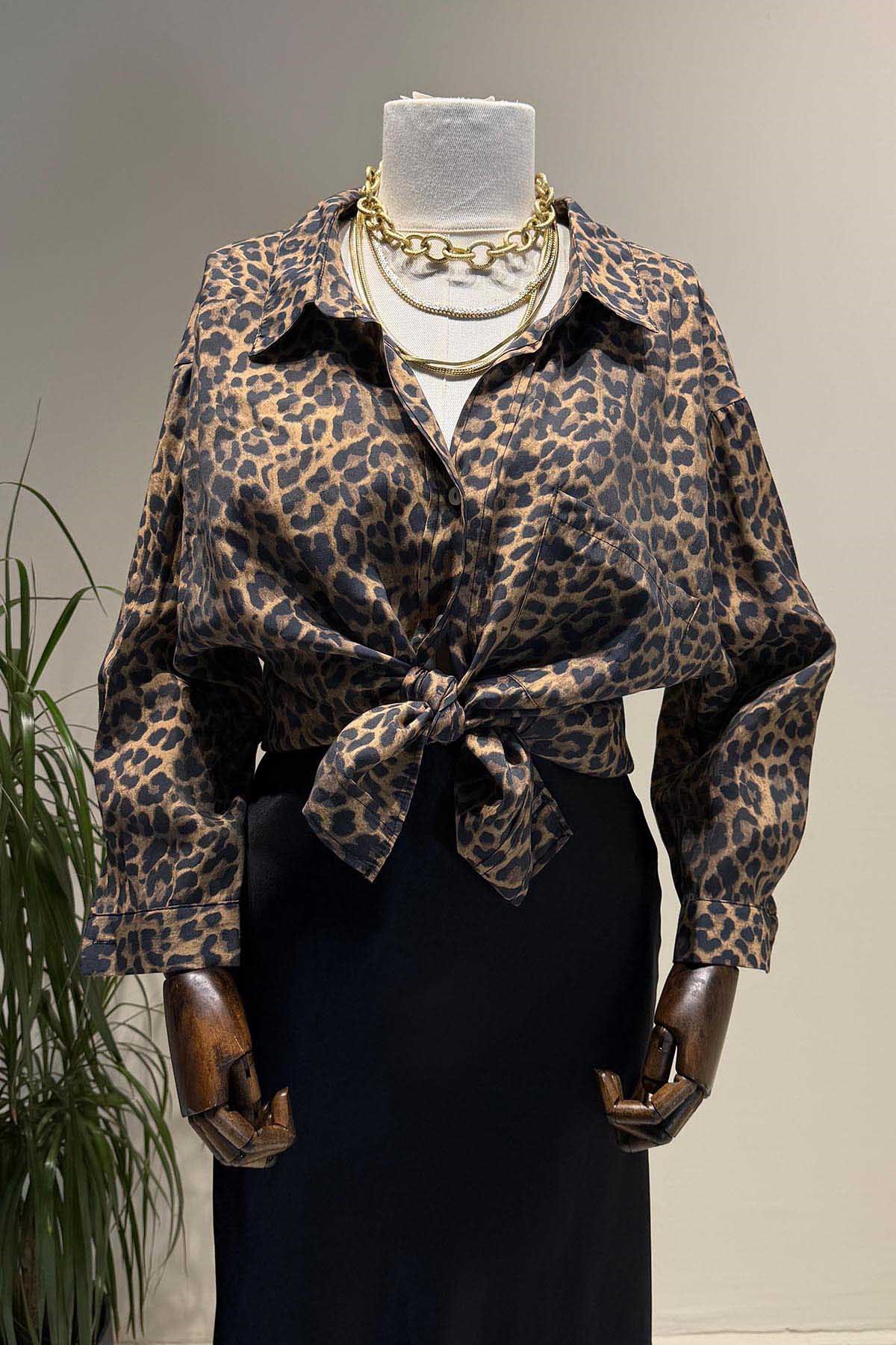 Leopar Oversize Gömlek