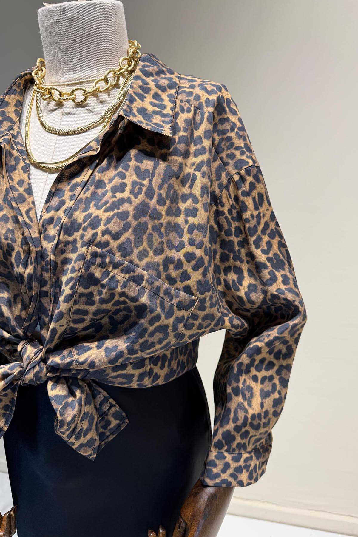 Leopar Oversize Gömlek