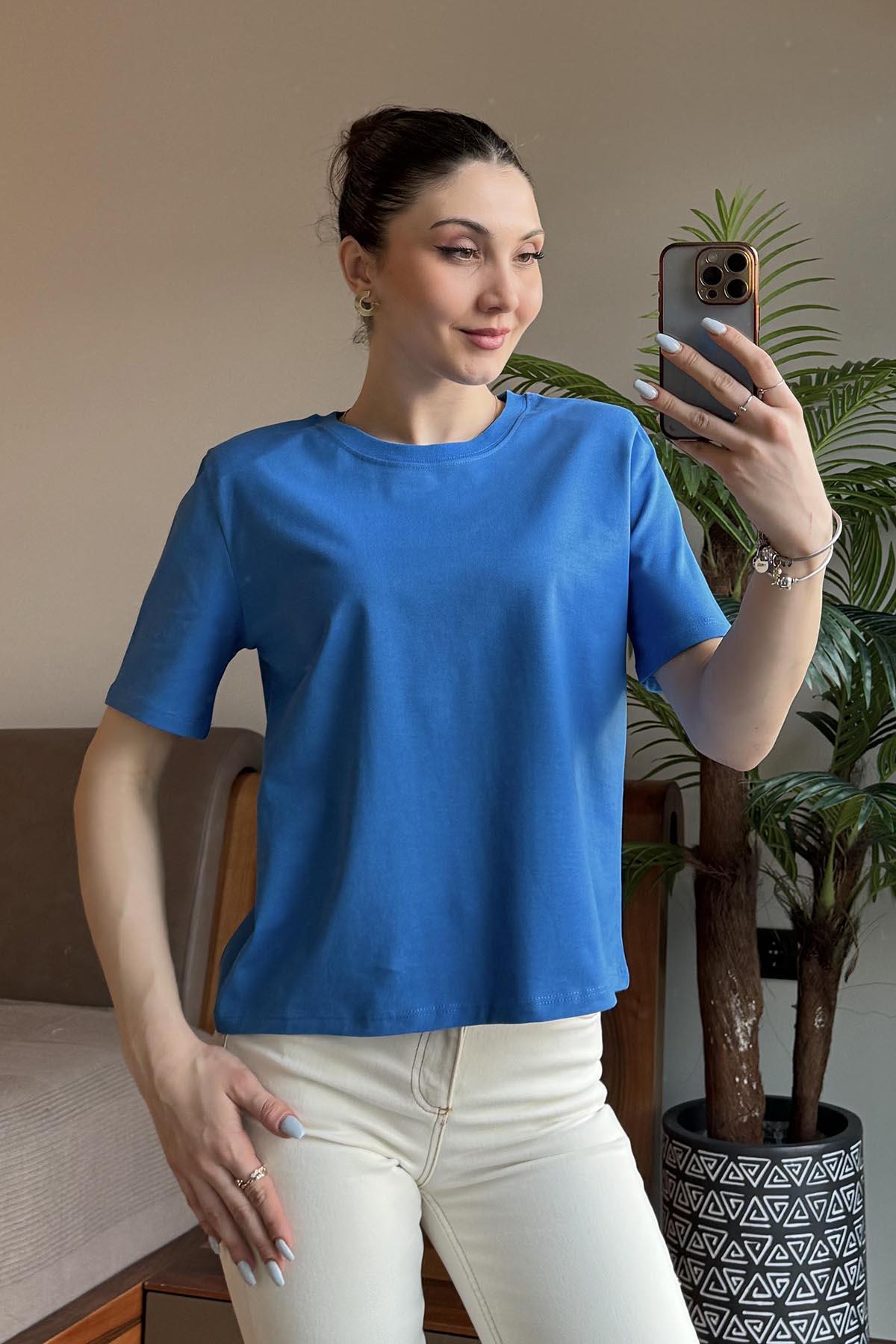 Mavi Kısa Kol T Shirt