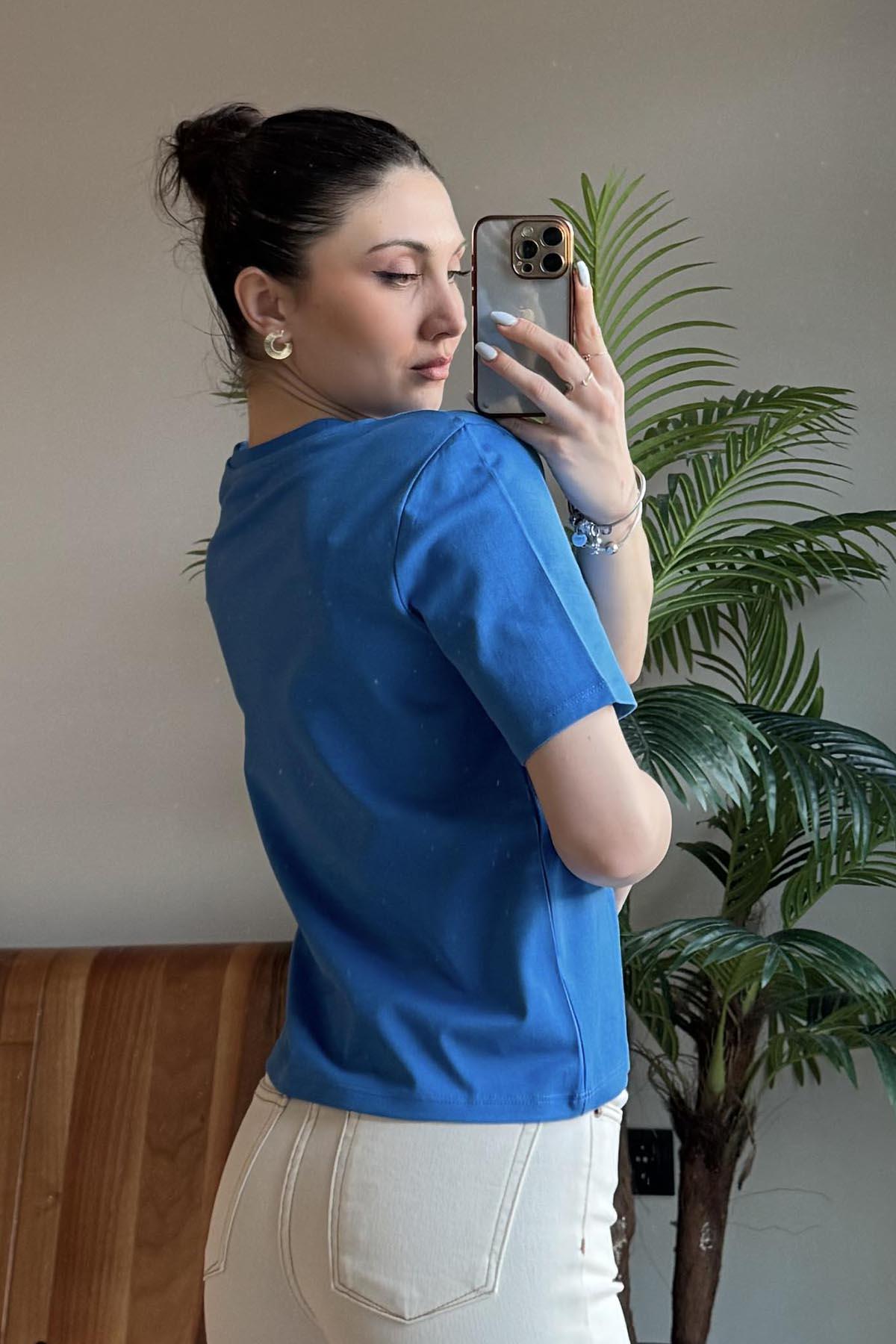 Mavi Kısa Kol T Shirt