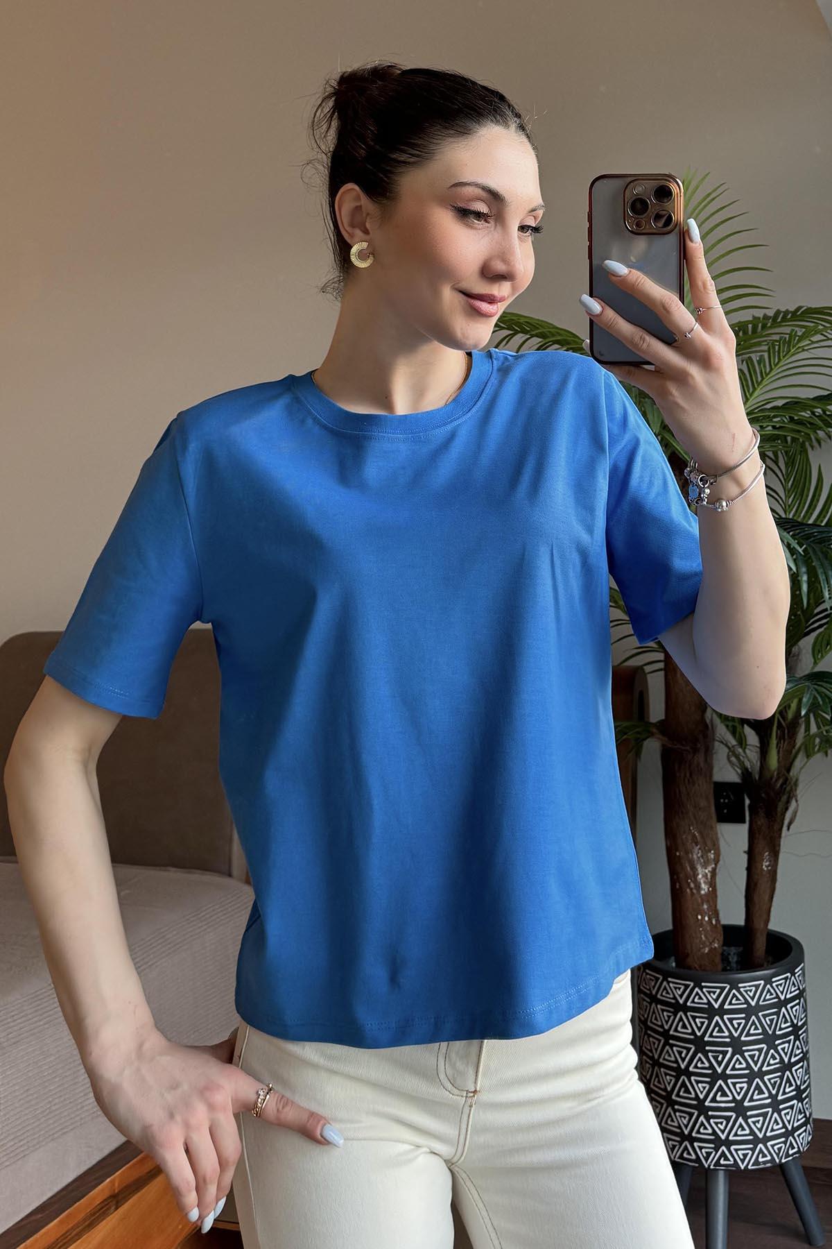 Mavi Kısa Kol T Shirt