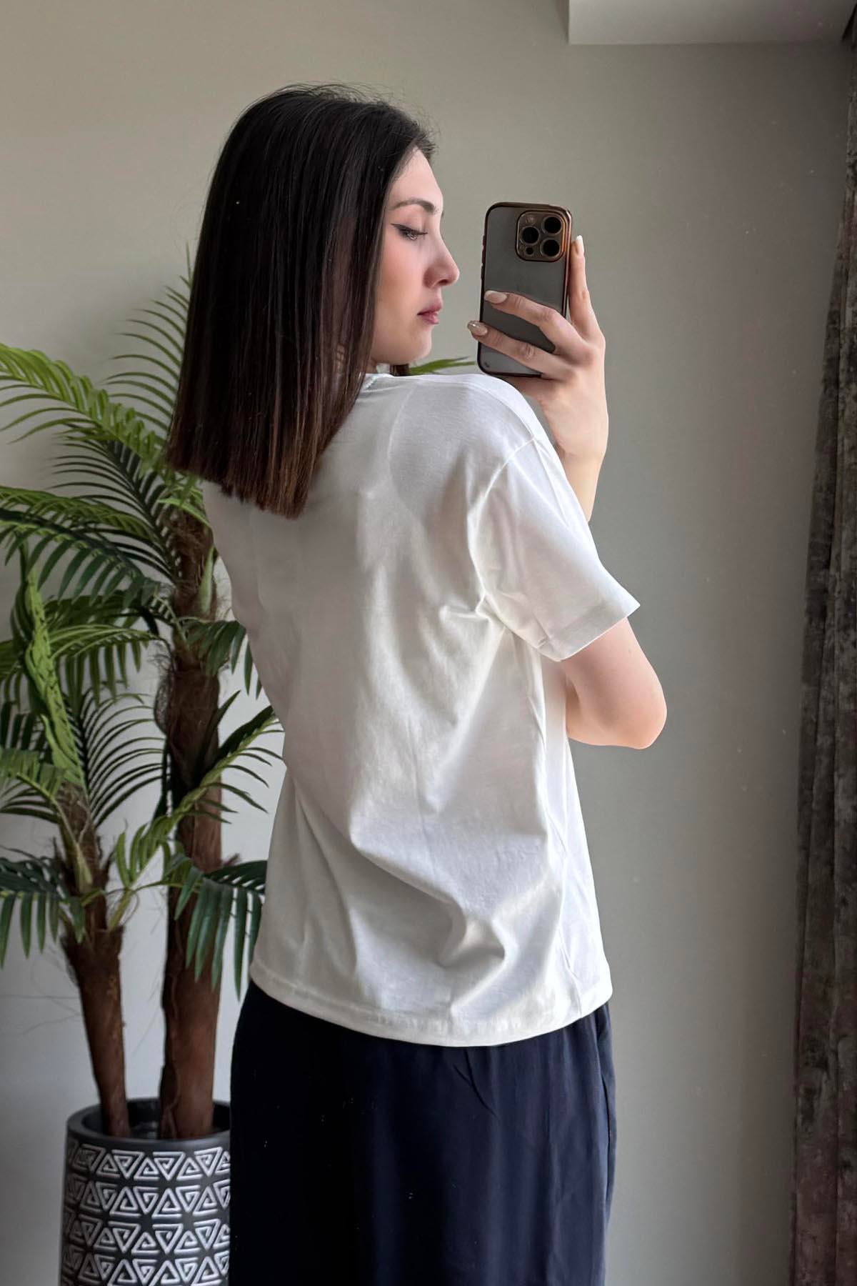 Mavi Love Çiçek Baskılı T Shirt