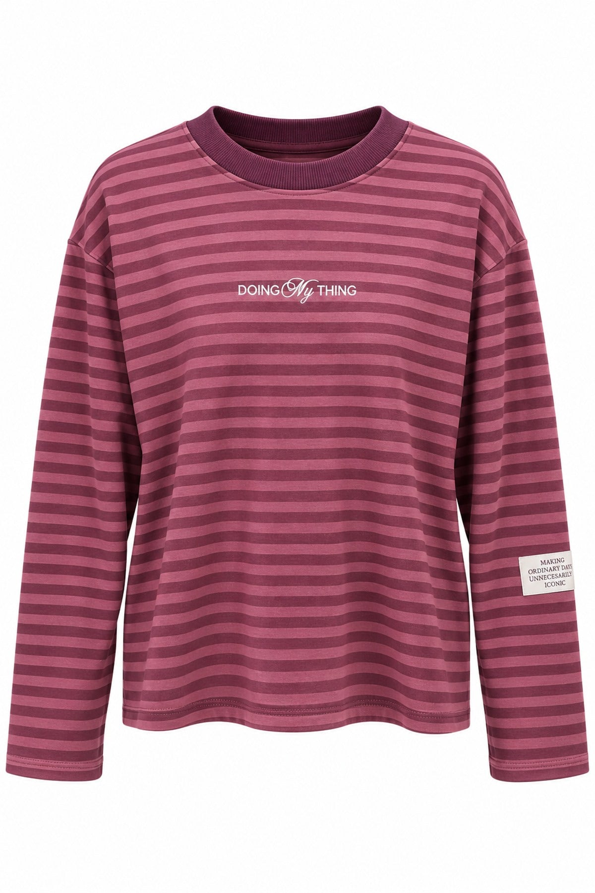 Mor Pembe Doing My Thing Kolu Armalı Geniş Kollu Sweatshirt