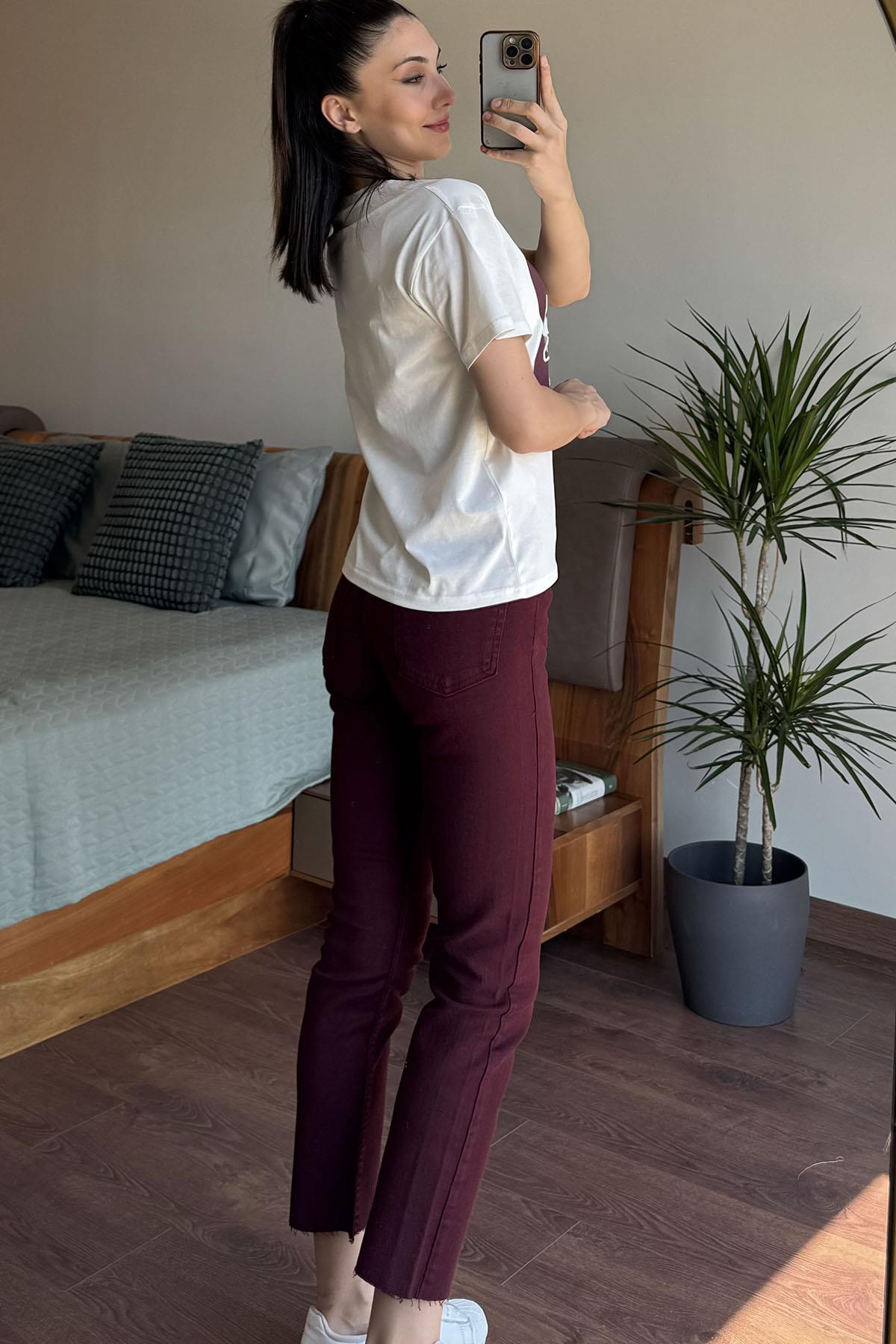 Mürdüm Le Pouvoir des Fleurs Baskılı T Shirt