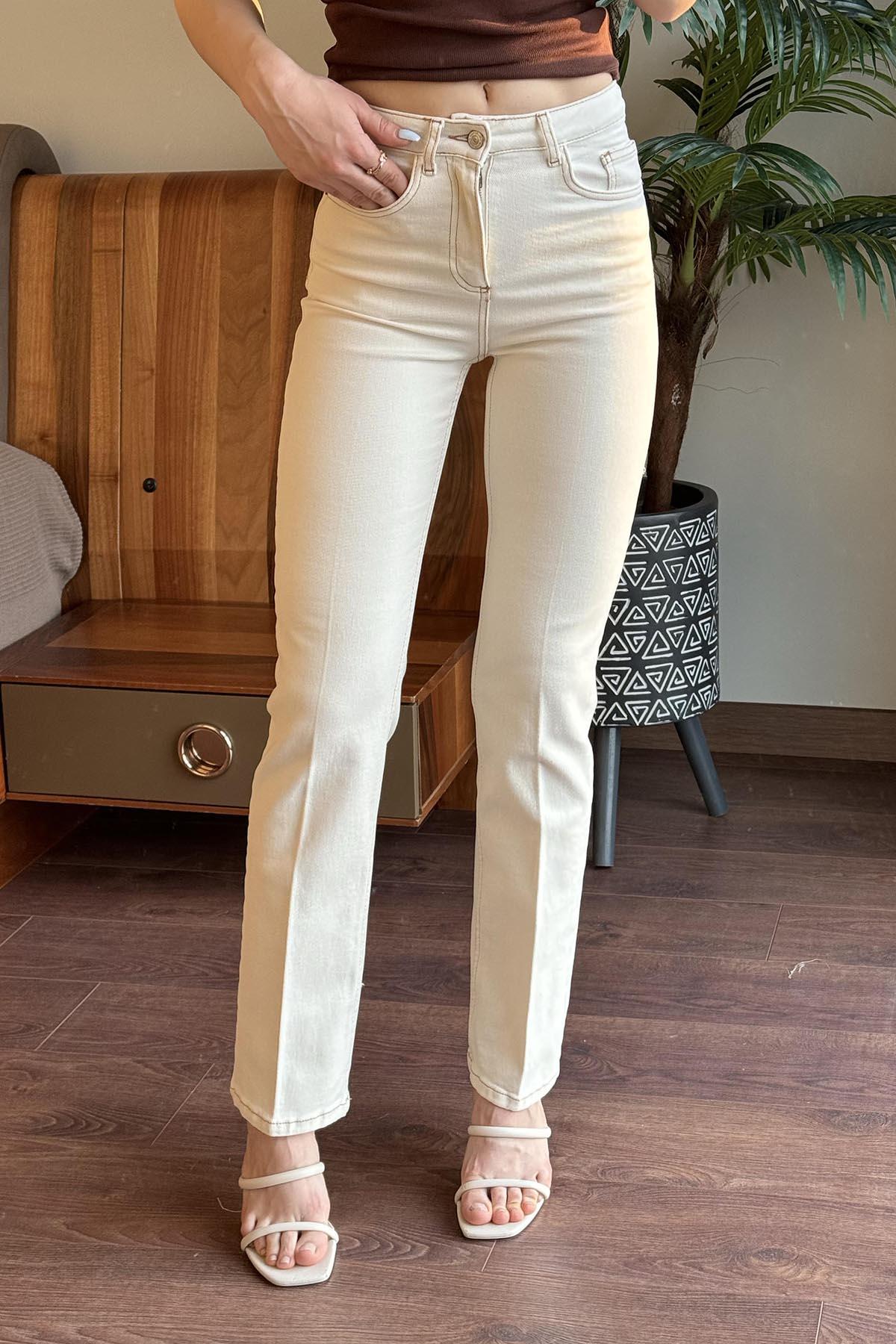 Naturel Geniş Paça Pantolon