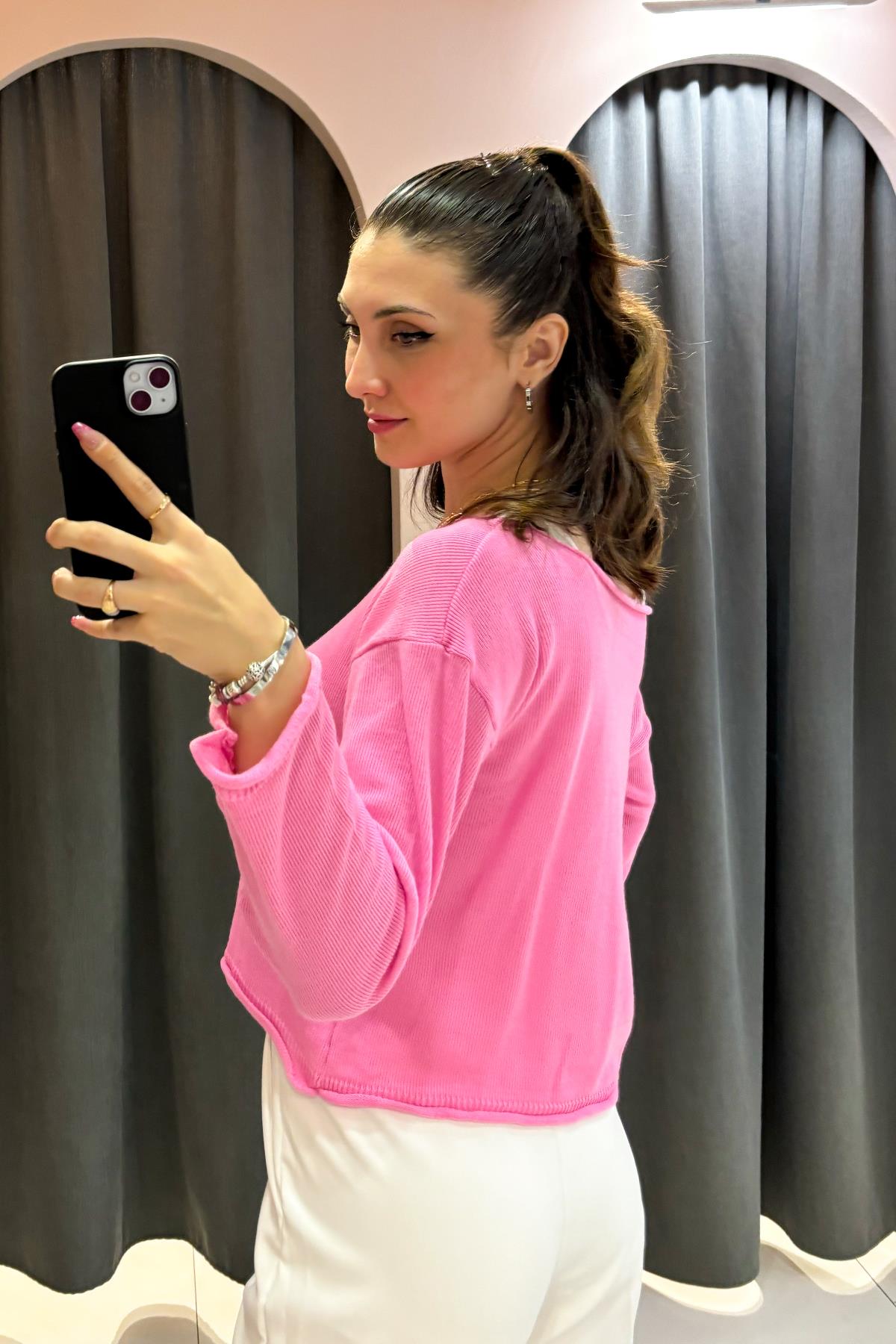 Pembe Atletli Triko Kazak