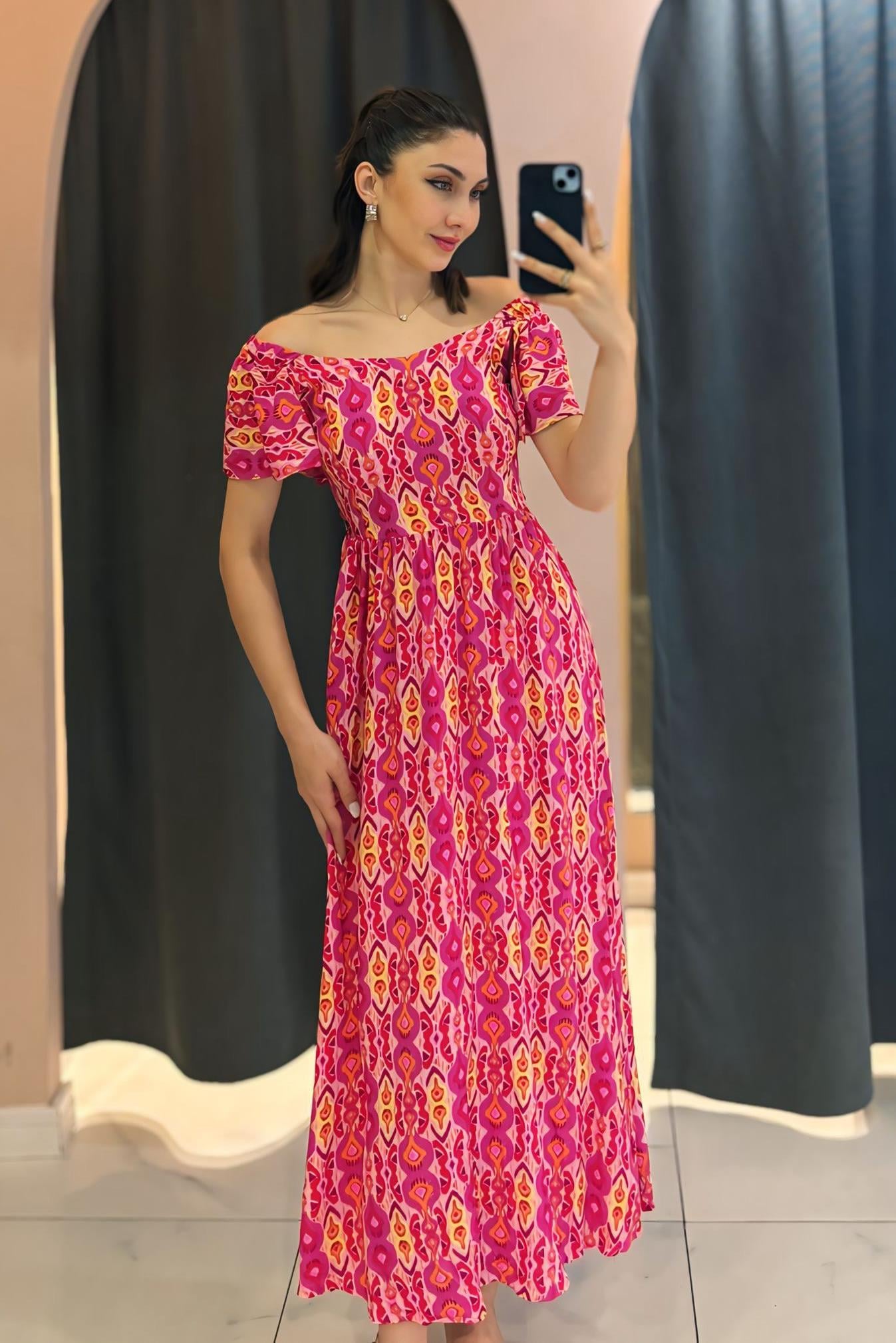 Pembe Beli Gipeli Bağlamalı Elbise