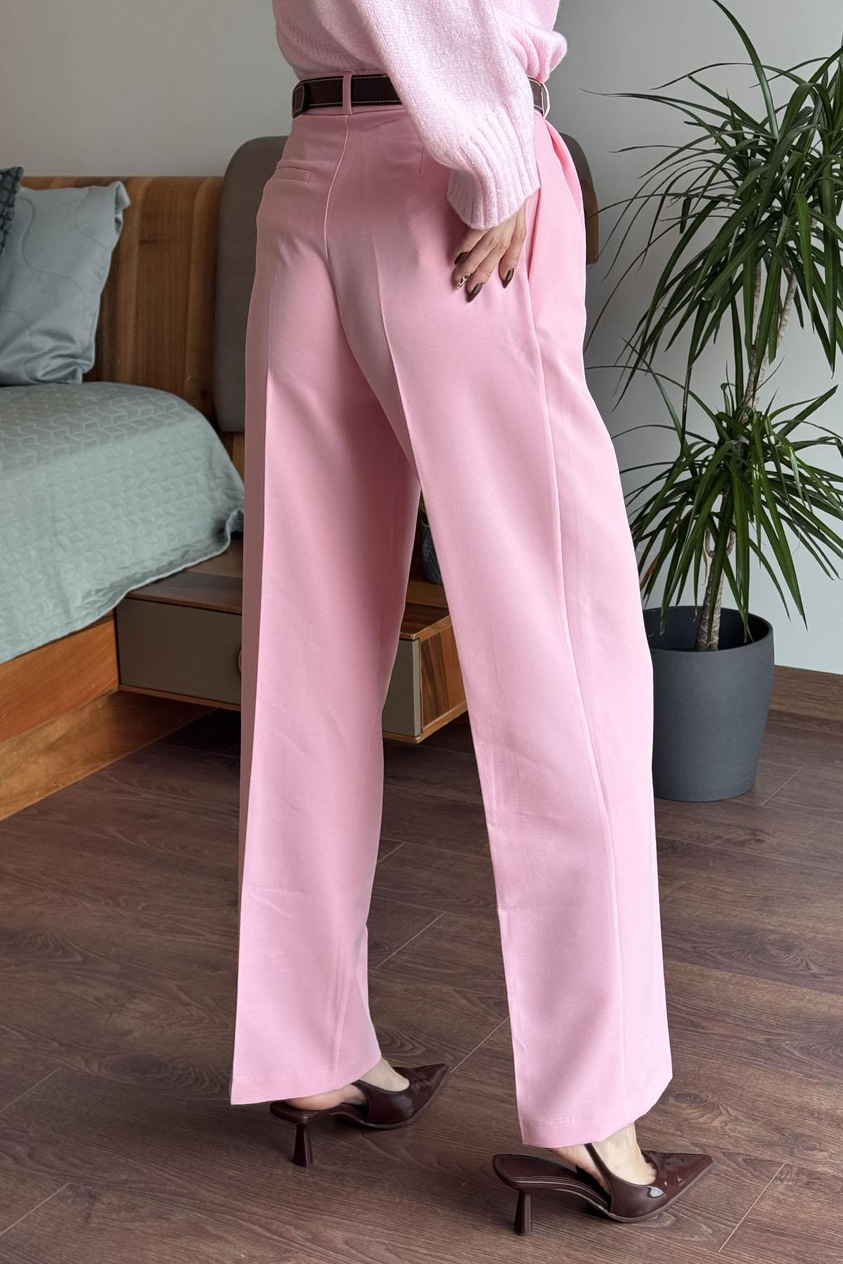 Pembe Kumaş Palazzo Pantolon