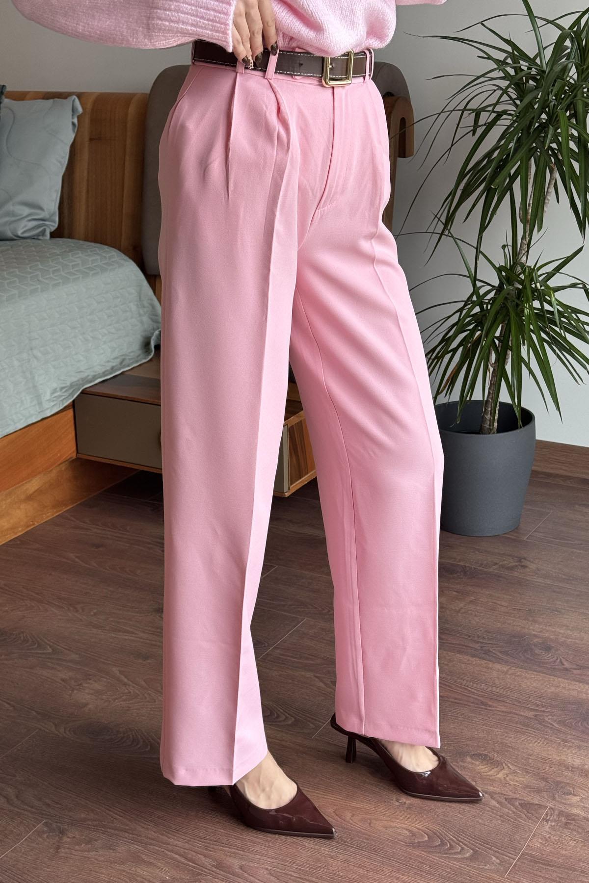 Pembe Kumaş Palazzo Pantolon
