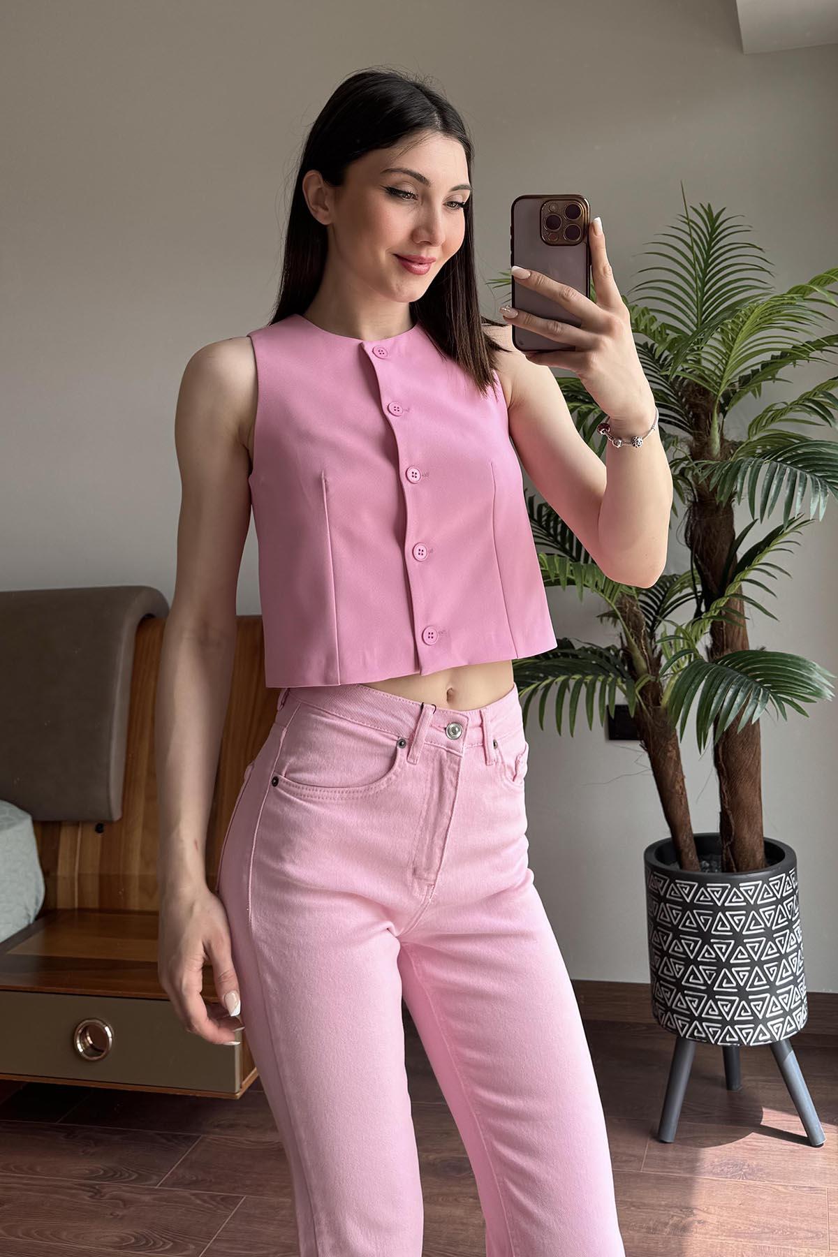 Pembe Kumaş Yelek