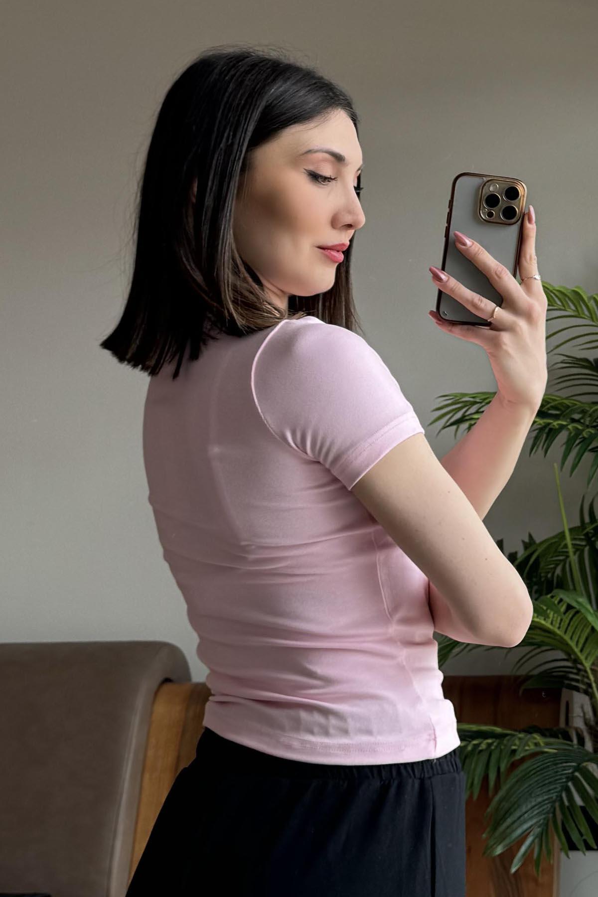 Pembe Soft Touch OYSH Kumaş Kısakollu Modal T Shirt
