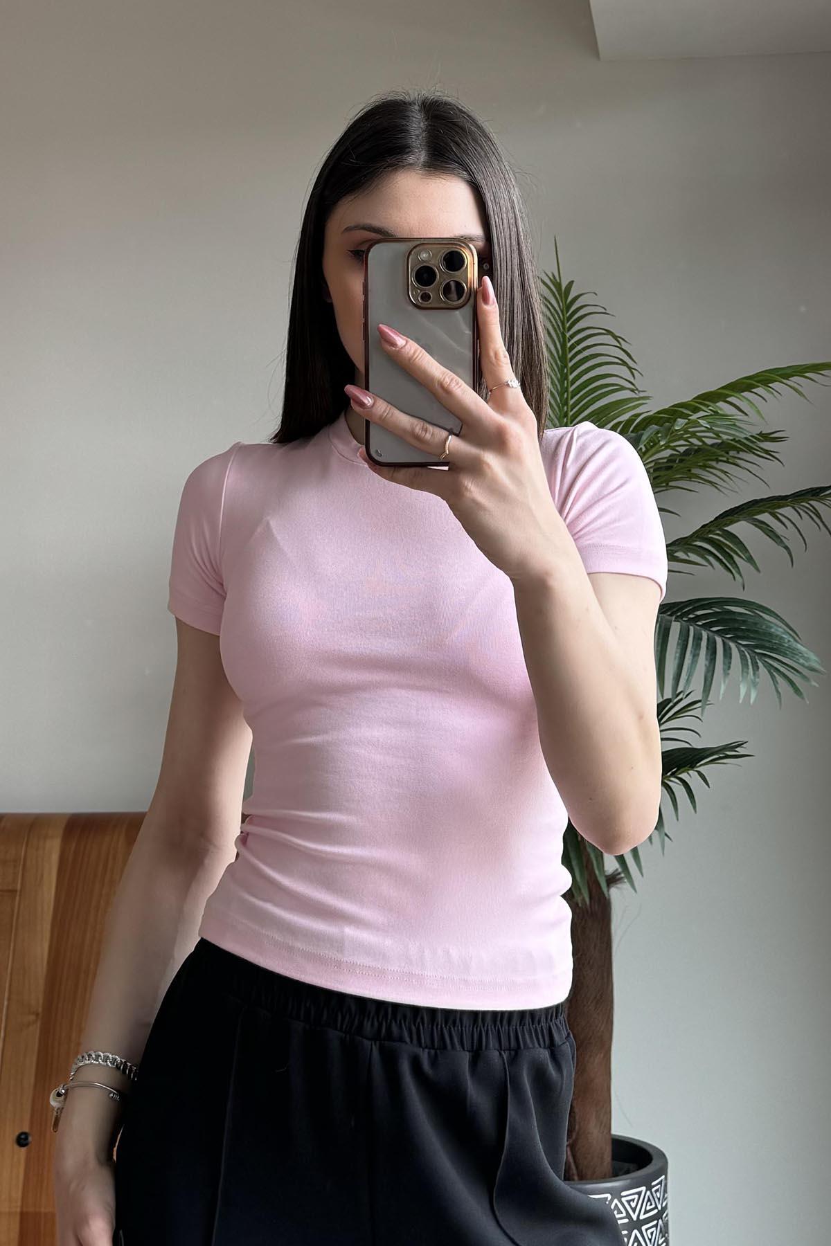 Pembe Soft Touch OYSH Kumaş Kısakollu Modal T Shirt