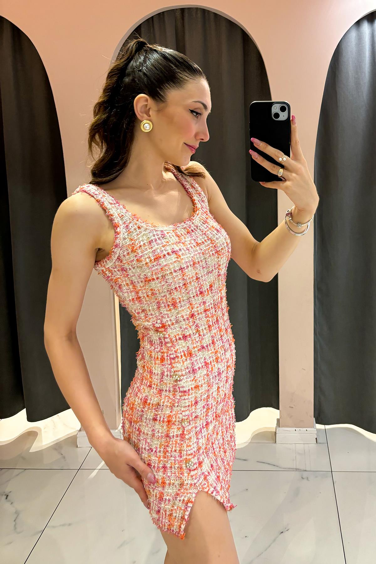 Pembe Triko Tüvit Elbise