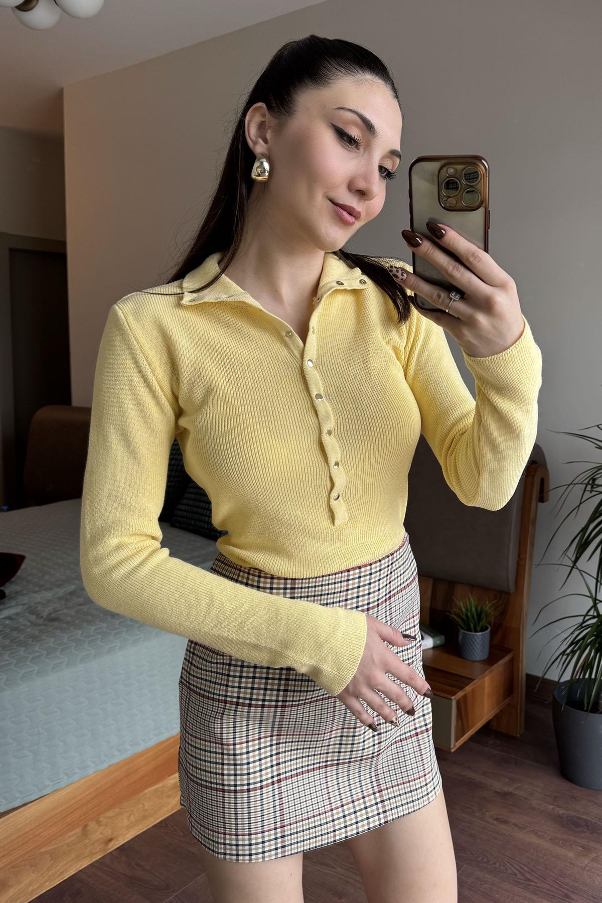Sarı Renata Çıtçıtlı Kazak
