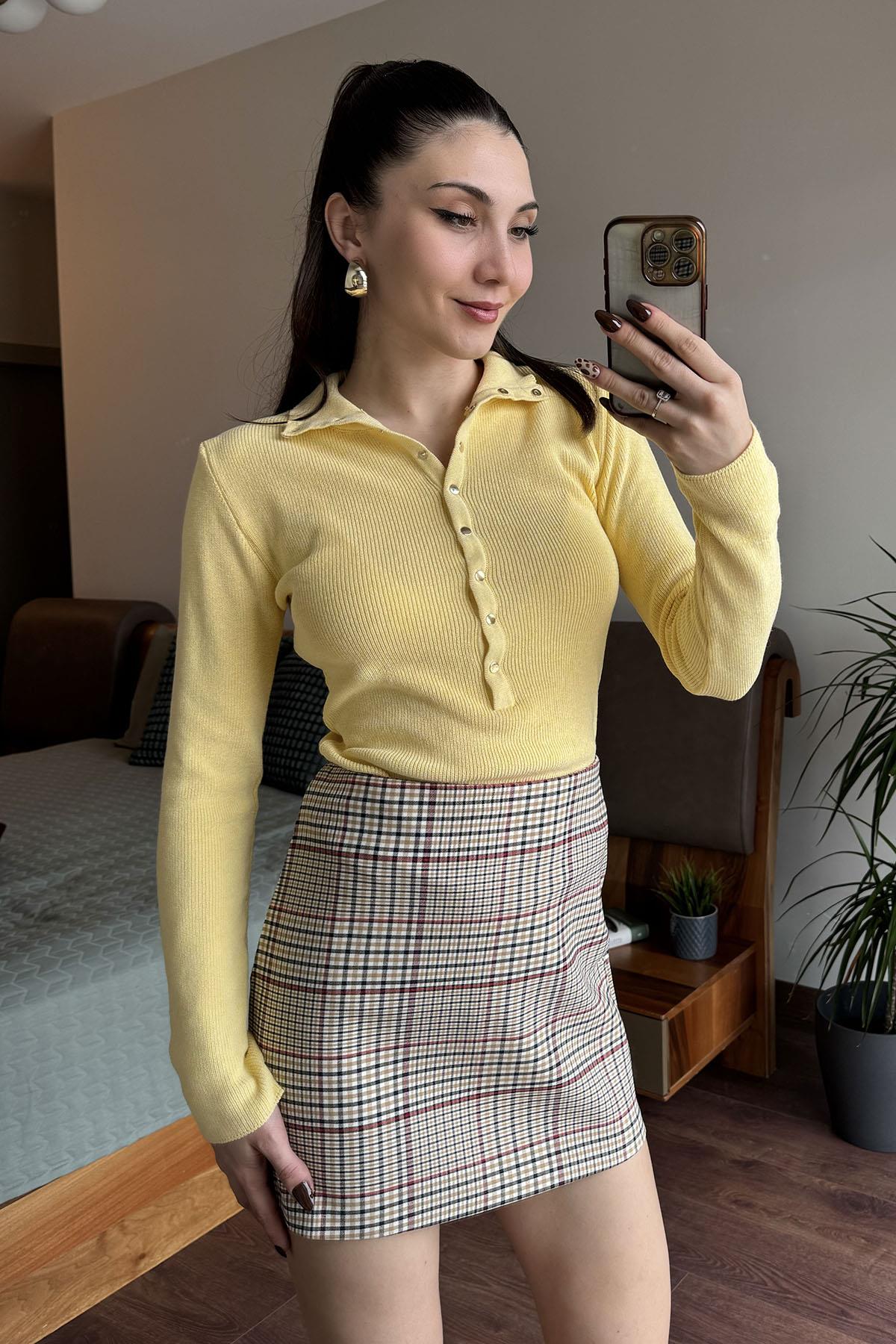 Sarı Renata Çıtçıtlı Kazak