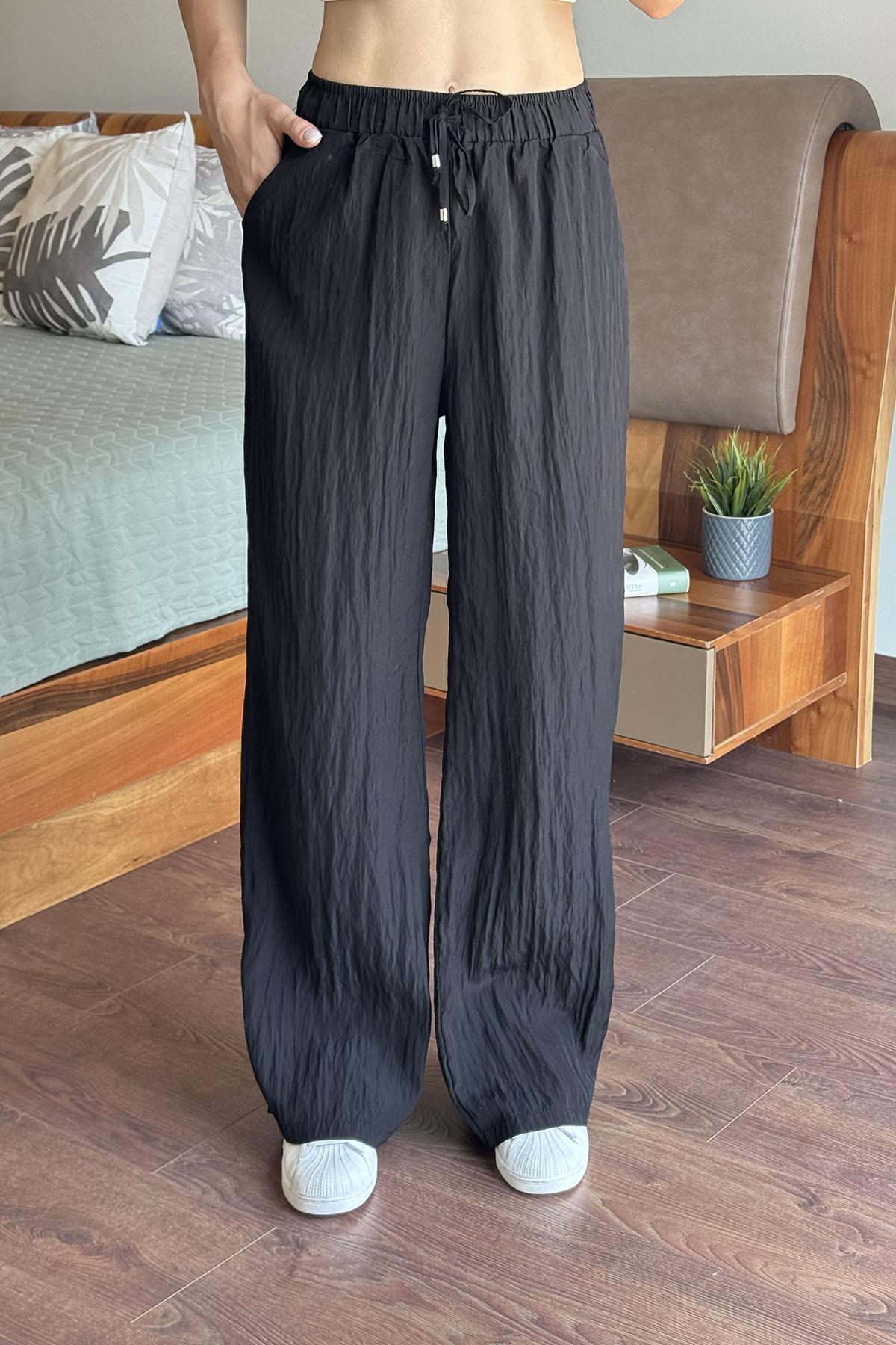 Siyah Beli Lastikli Pantolon