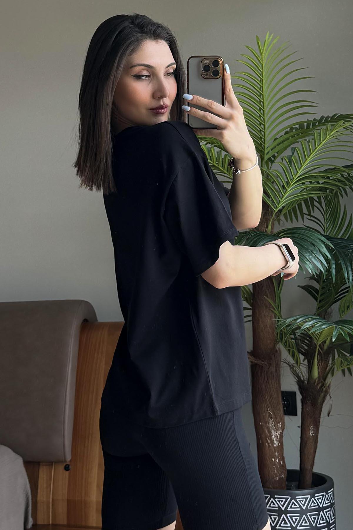 Siyah Overisze T Shirt