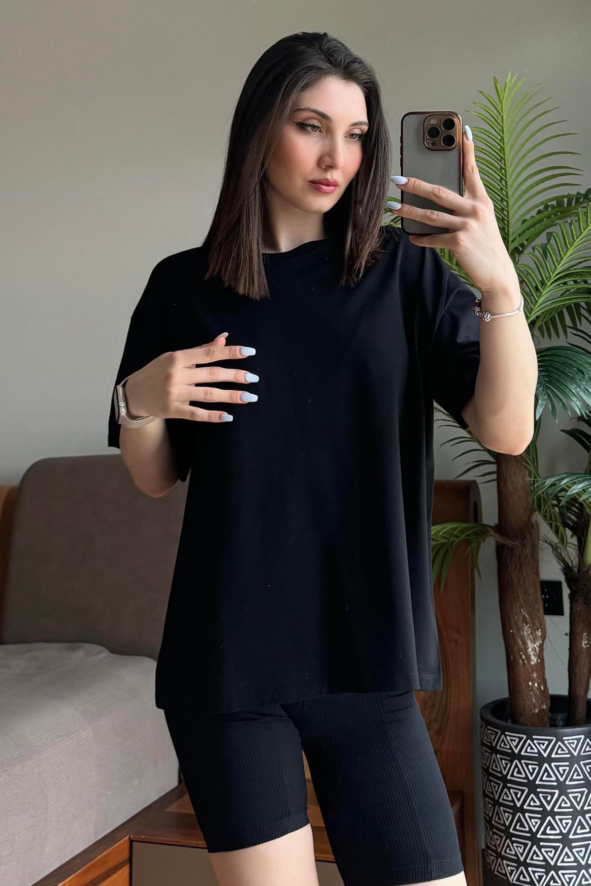 Siyah Overisze T Shirt