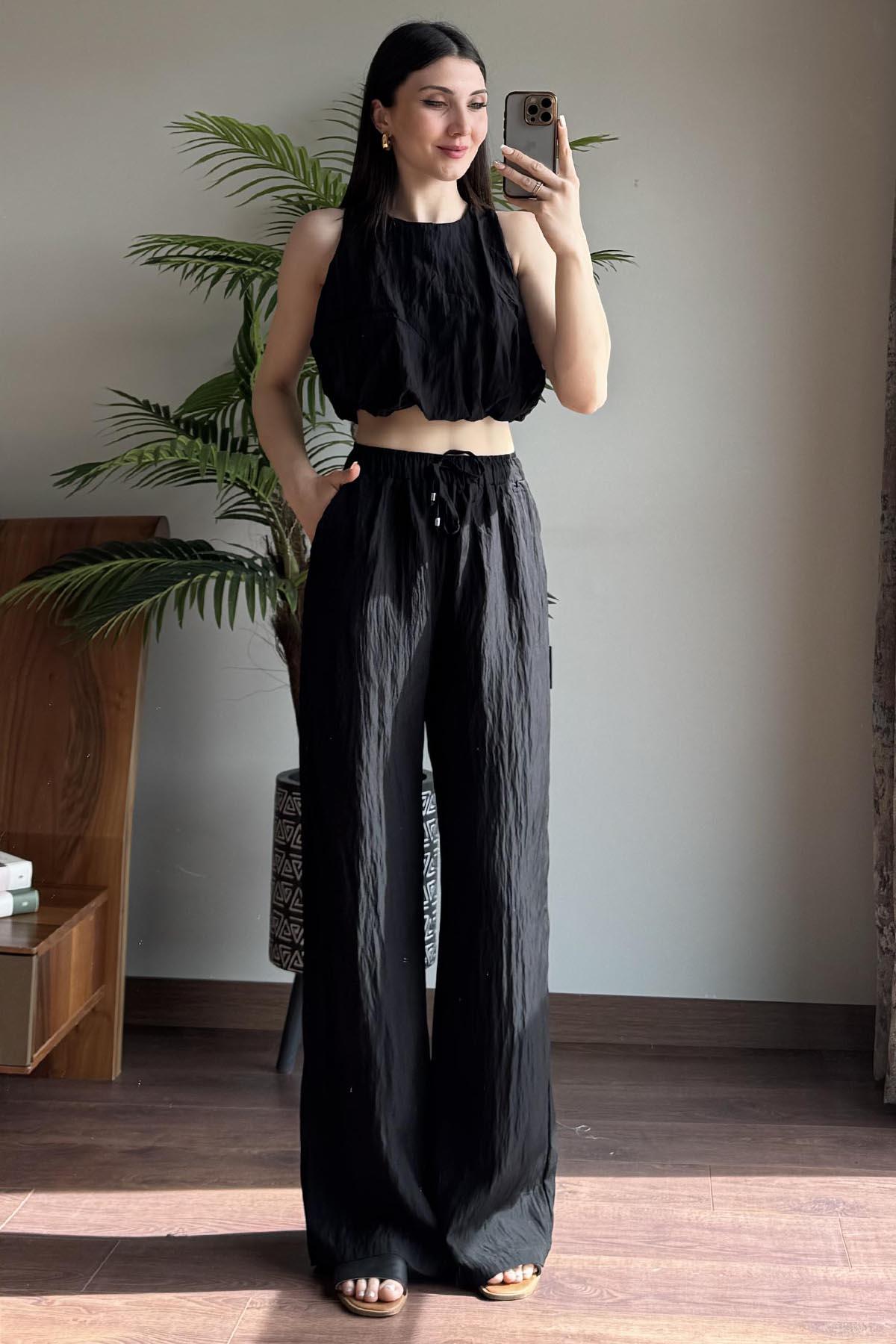 Siyah Pantolon Bluz Takım