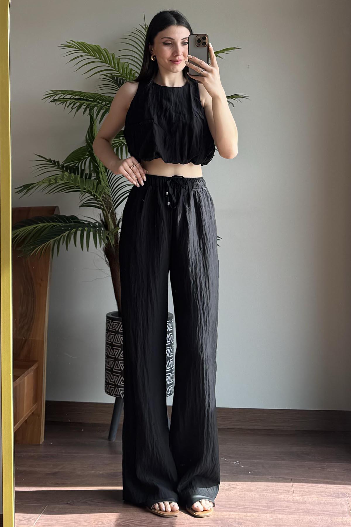 Siyah Pantolon Bluz Takım