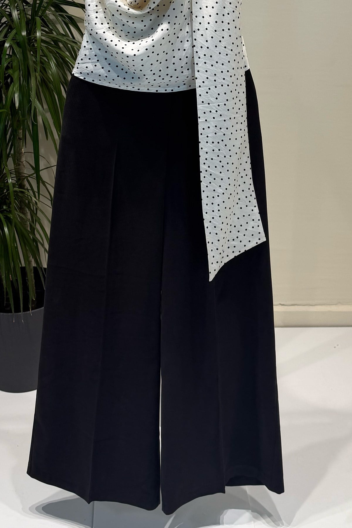 Siyah Tencel Palazzo Pantolon