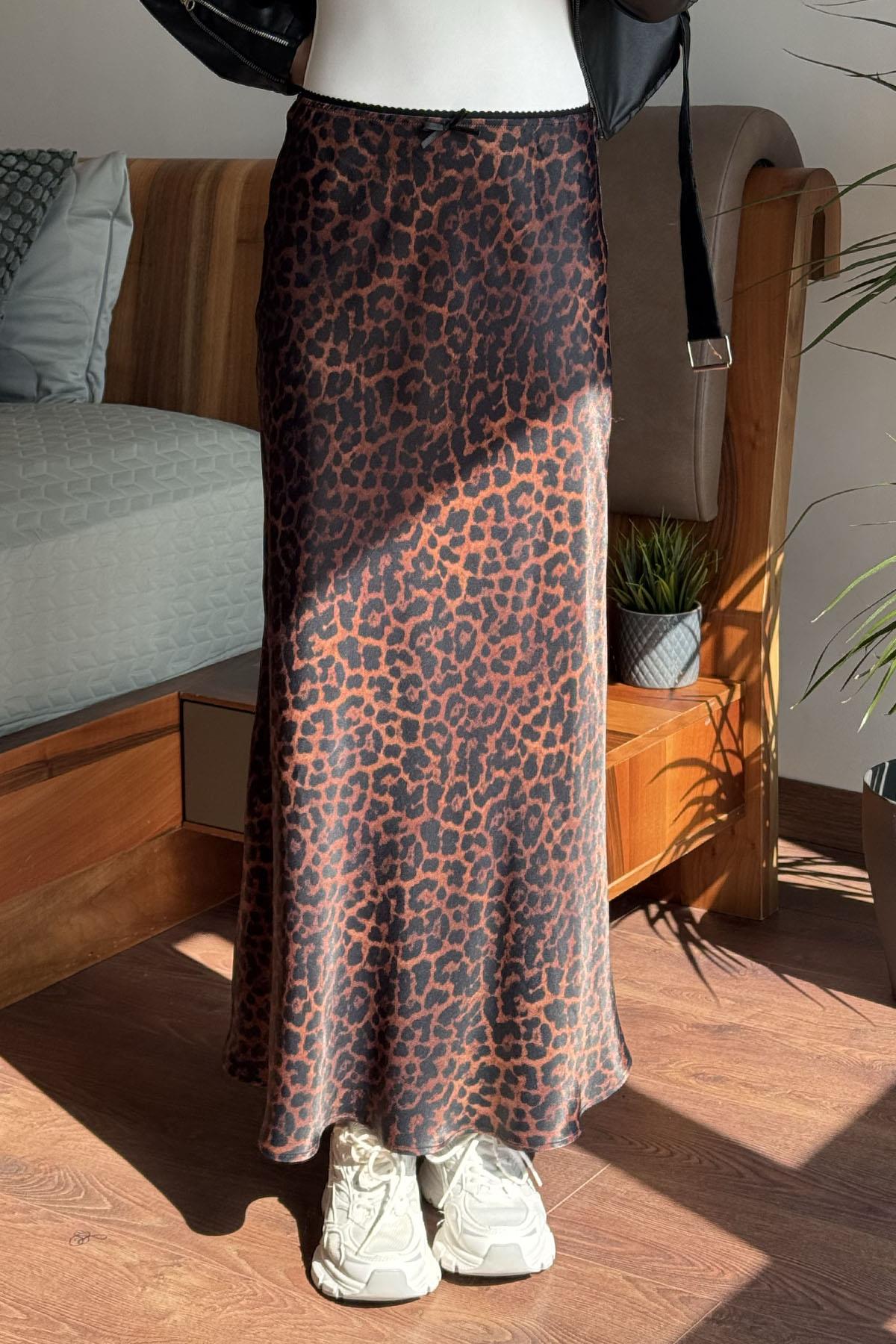 Taba Saten Leopar Etek