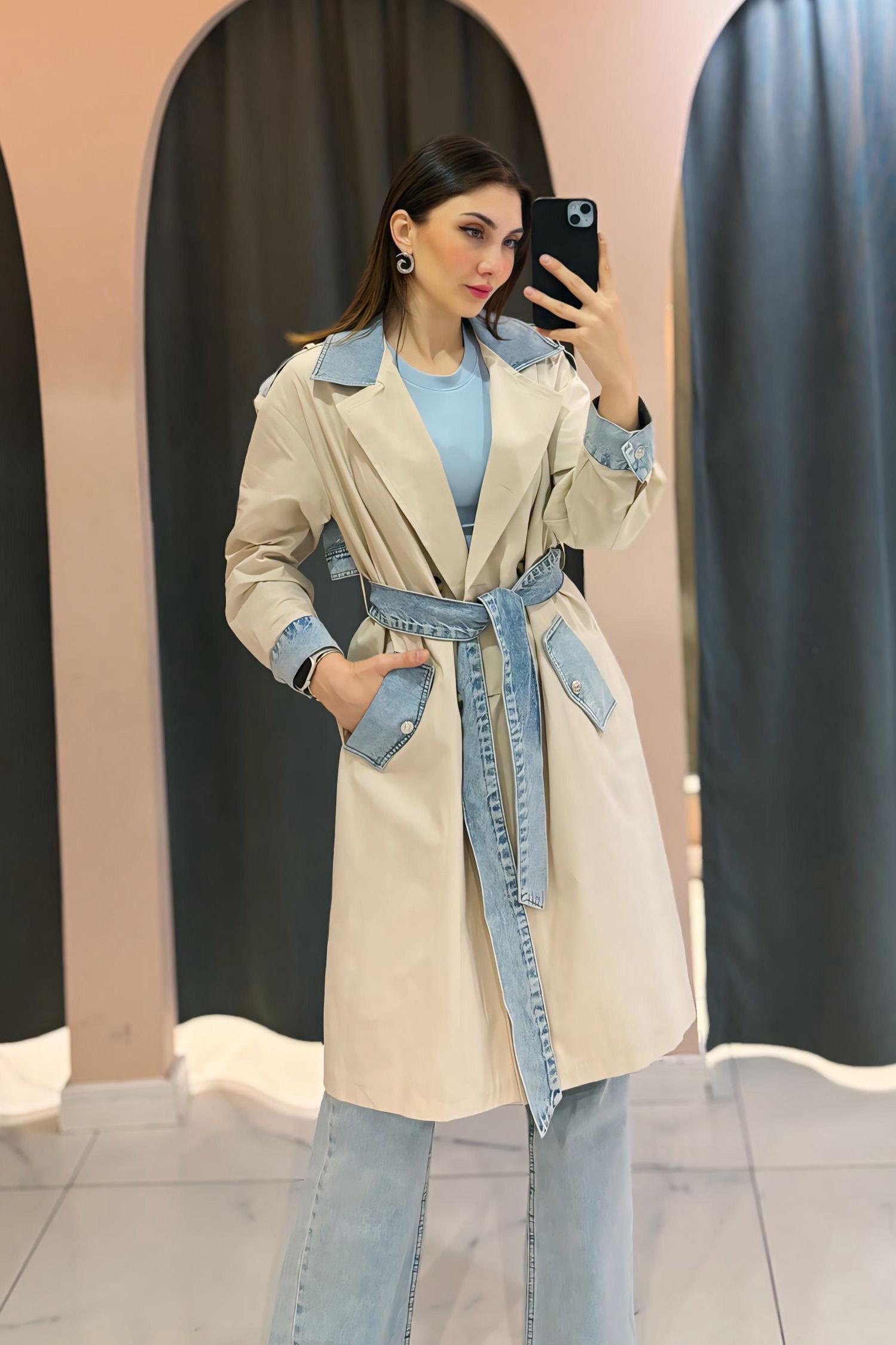Taş Denim Garnili Trençkot