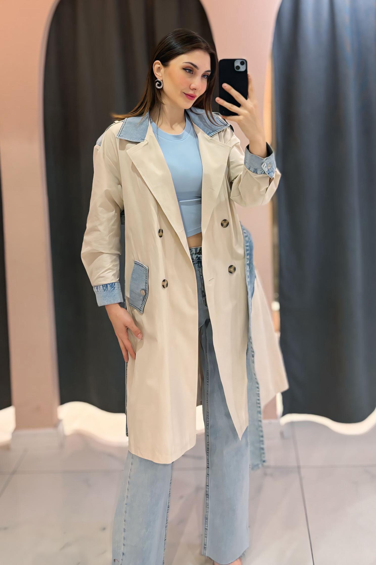 Taş Denim Garnili Trençkot