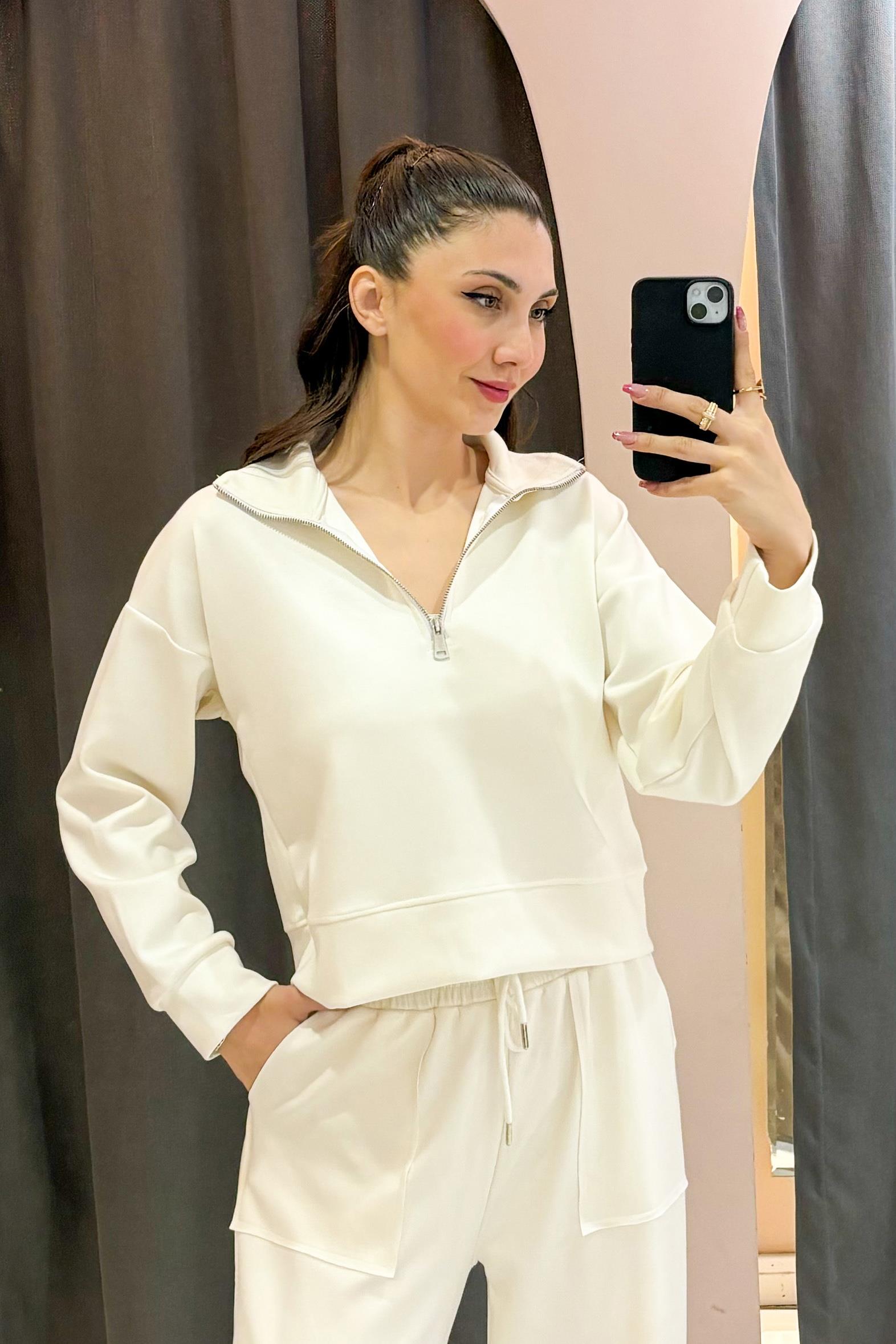 Taş OYS Dik Yaka Fermuarlı Modal Sweatshirt