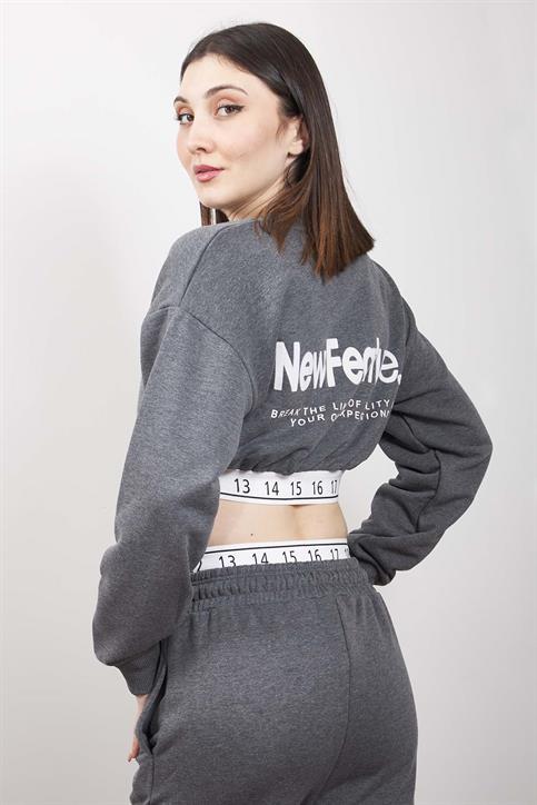 Antrasit Bant Detaylı Sweatshirt