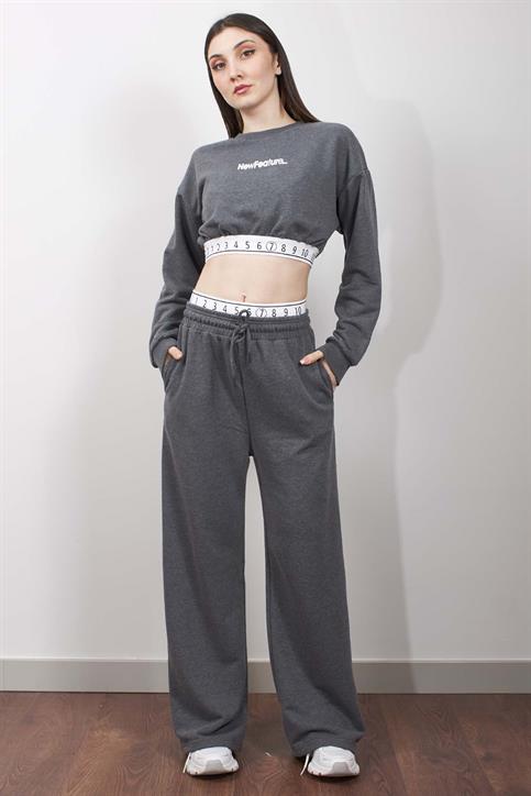 Antrasit Bant Detaylı Sweatshirt