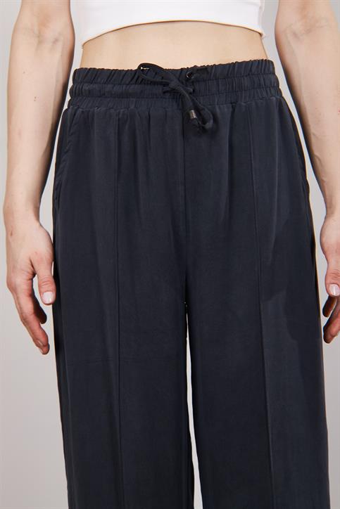 Antrasit MD Beli Lastikli Tencel Palazzo Pantolon