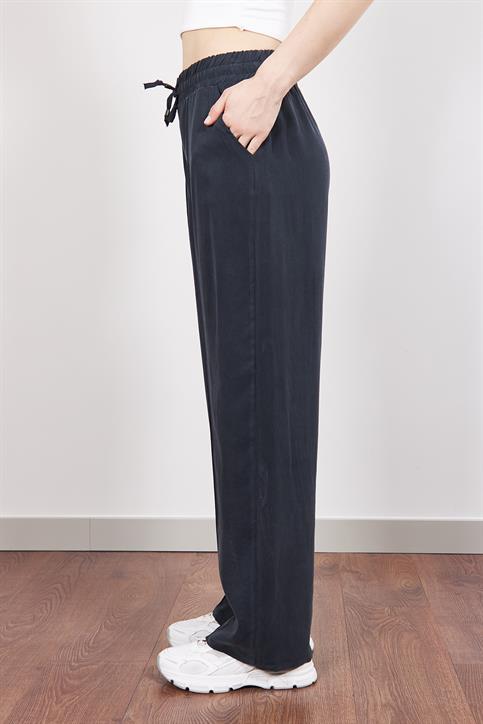 Antrasit MD Beli Lastikli Tencel Palazzo Pantolon
