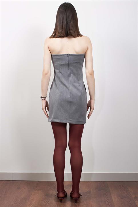 Antrasit Straplez Elbise