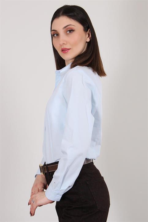 Bebe Mavisi Pens Detaylı Poplin Gömlek