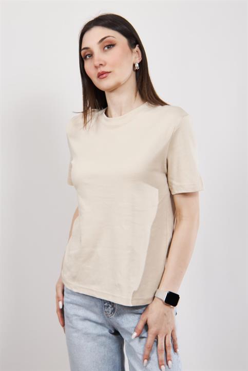 Bej Massi Kısakollu T Shirt