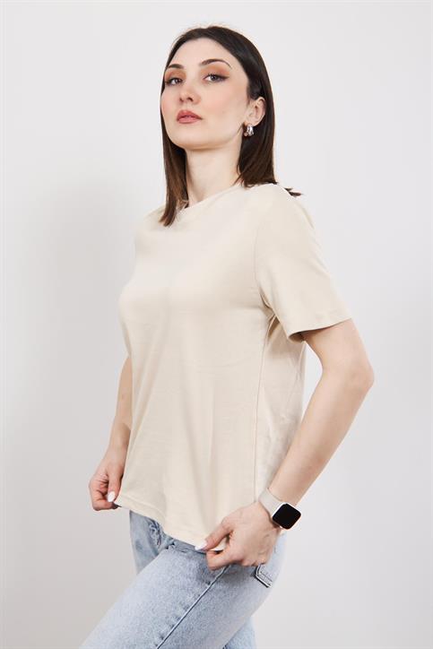 Bej Massi Kısakollu T Shirt