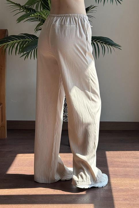 Bej Modal Karışımlı Bağcıklı Pantolon