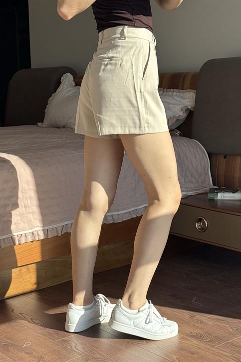 Bej Şehir Boy Kumaş Şort