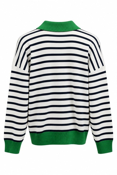 Benetton Yeşi Aura Çok Renkli Fermuarlı Triko Sweatshirt
