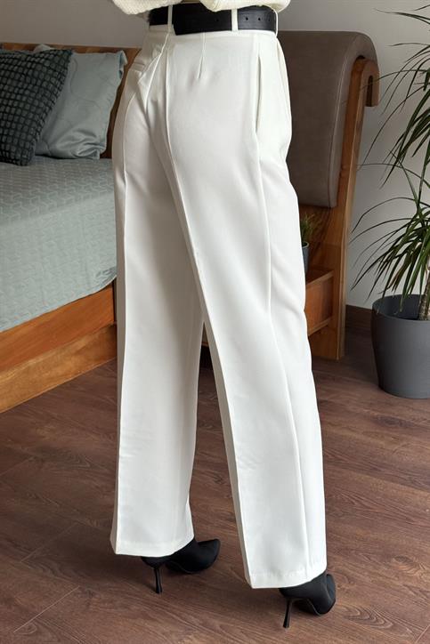 Beyaz Kumaş Palazzo Pantolon