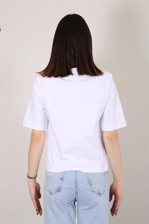 Beyaz Vatkalı T Shirt