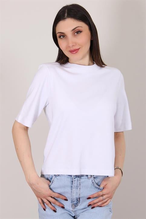 Beyaz Vatkalı T Shirt
